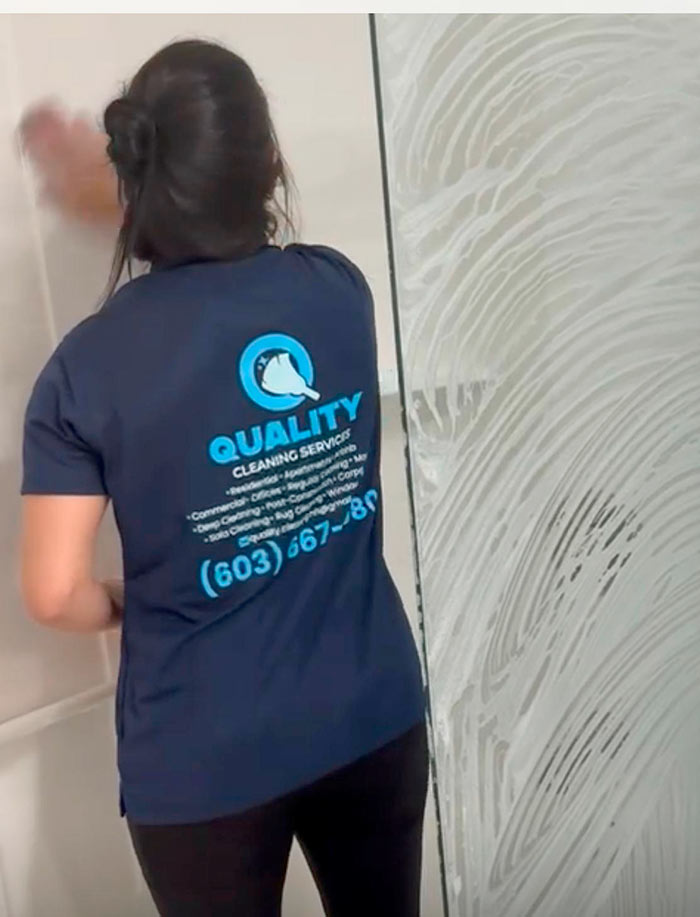 Professional cleaner delivering bathroom cleaning in Enfield NH